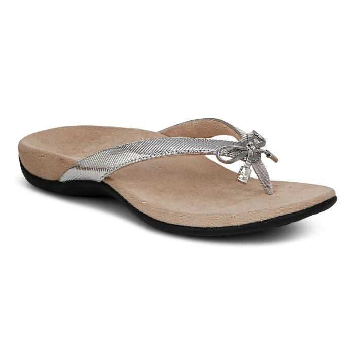 Womens Vionic Bella Toe Post Sandal In Aluminum 1 Womens Vionic Bella Toe Post Sandal In Aluminum